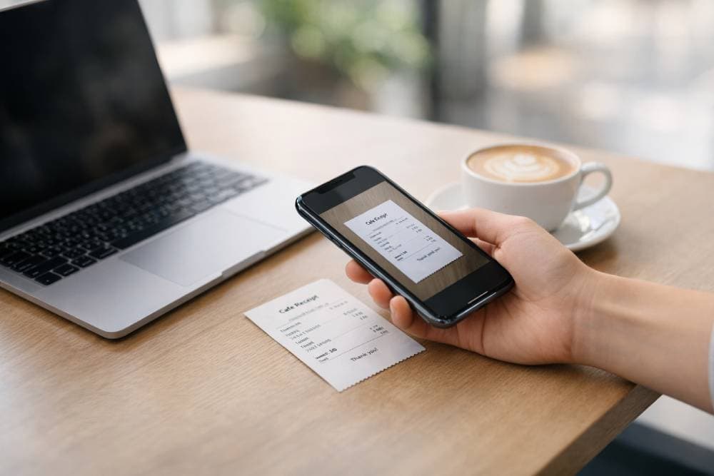 Person scanning a receipt with TaxLens app